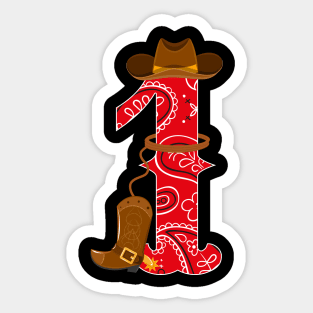 Kids 1st Birthday One Year Old Baby Cowboy Western Rodeo Party Sticker